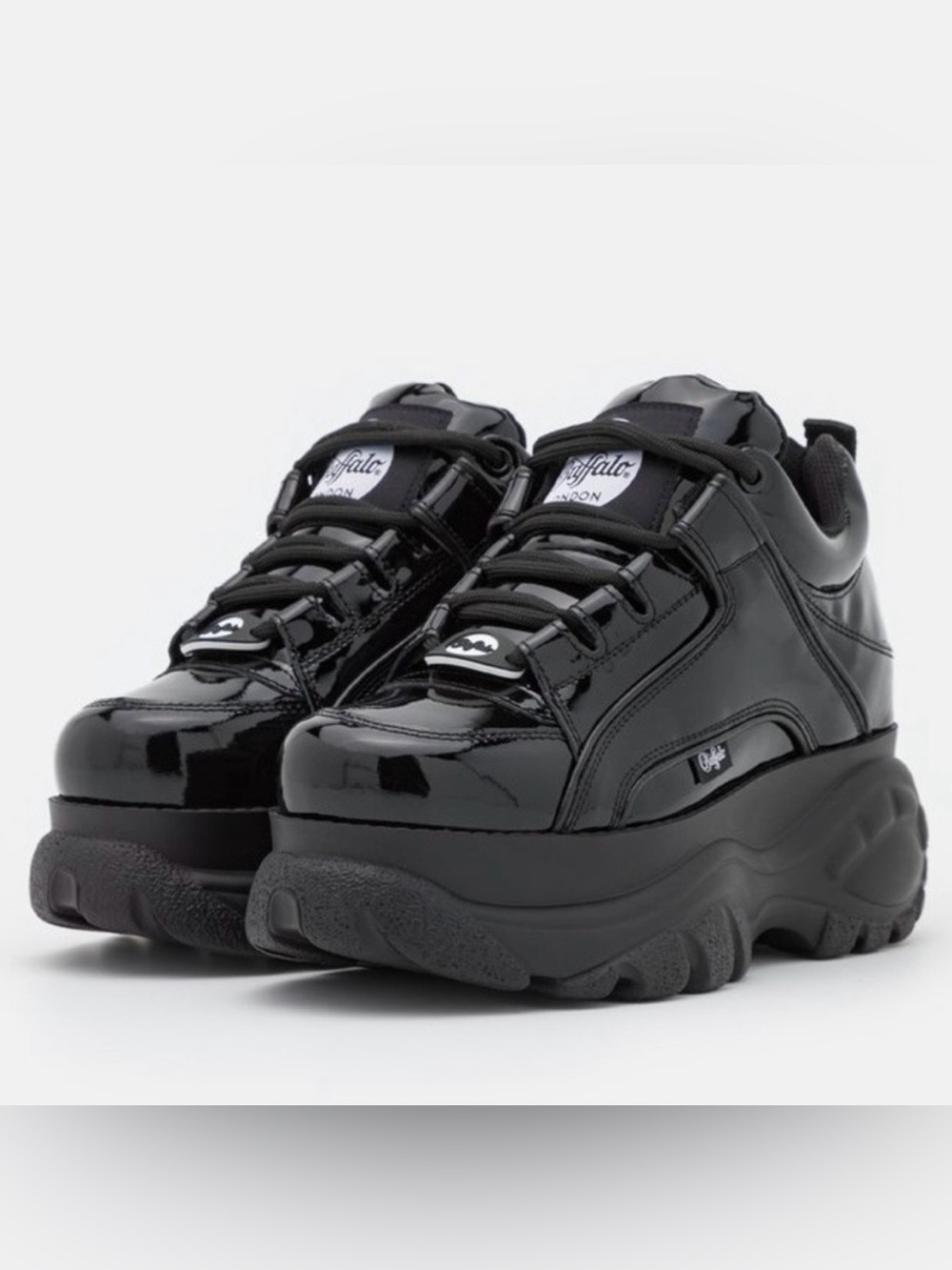 Buffalo London: Women's Platform Patent Leather Sneakers - Black - Picture 5 of 10
